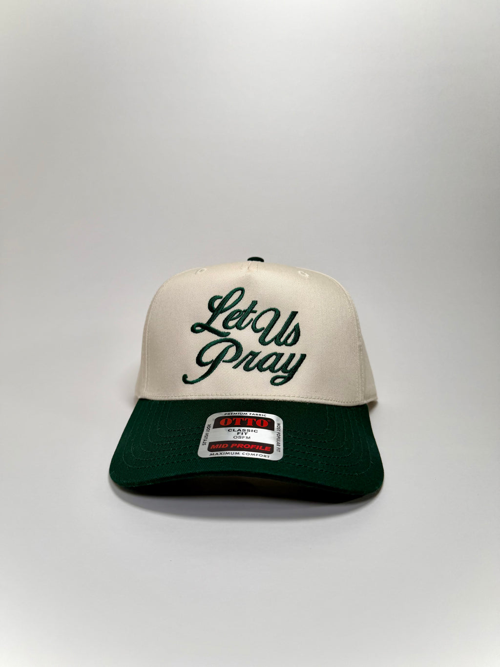 "Let Us Pray" Snapback  (Forest Green/Natural)