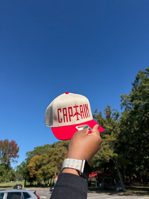 "CAPTAIN" Snapback (Red/Natural)