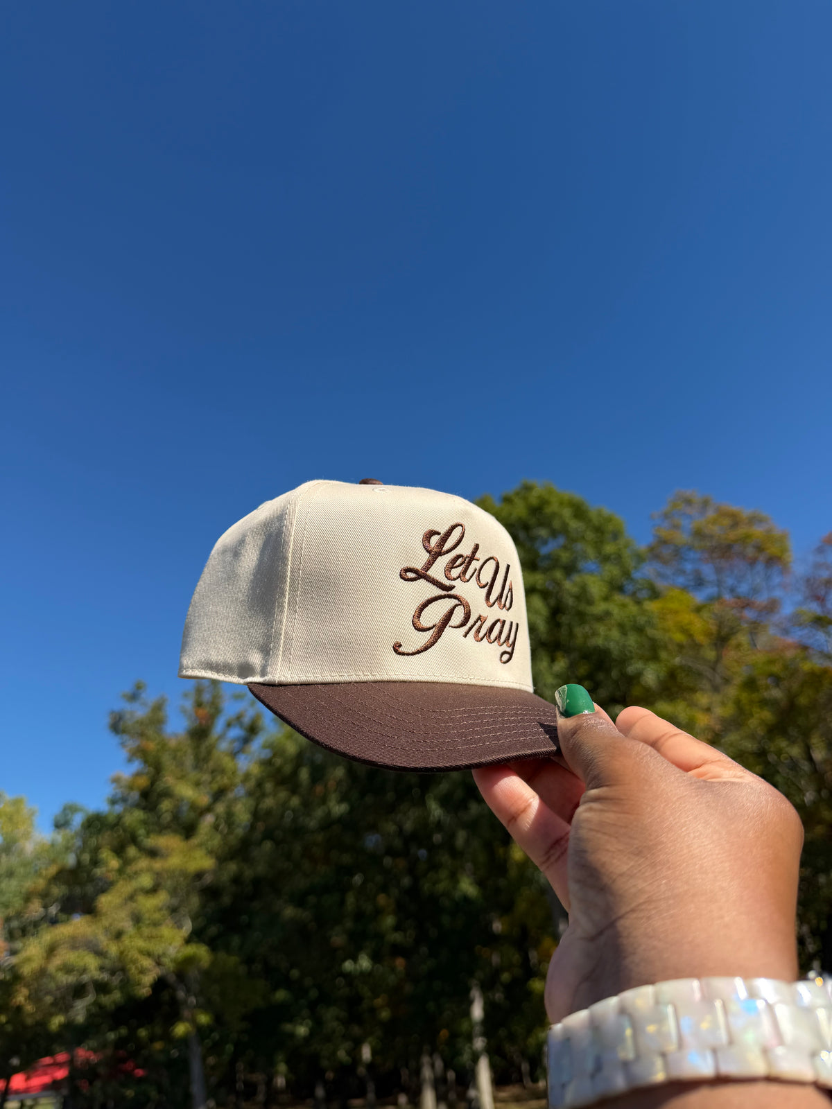 "Let Us Pray" Snapback (Mocha/Natural)