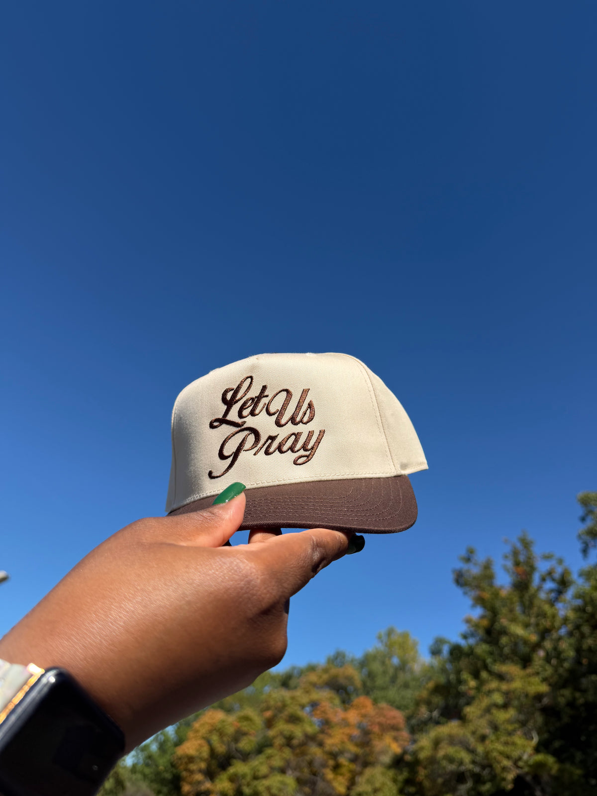 "Let Us Pray" Snapback (Mocha/Natural)