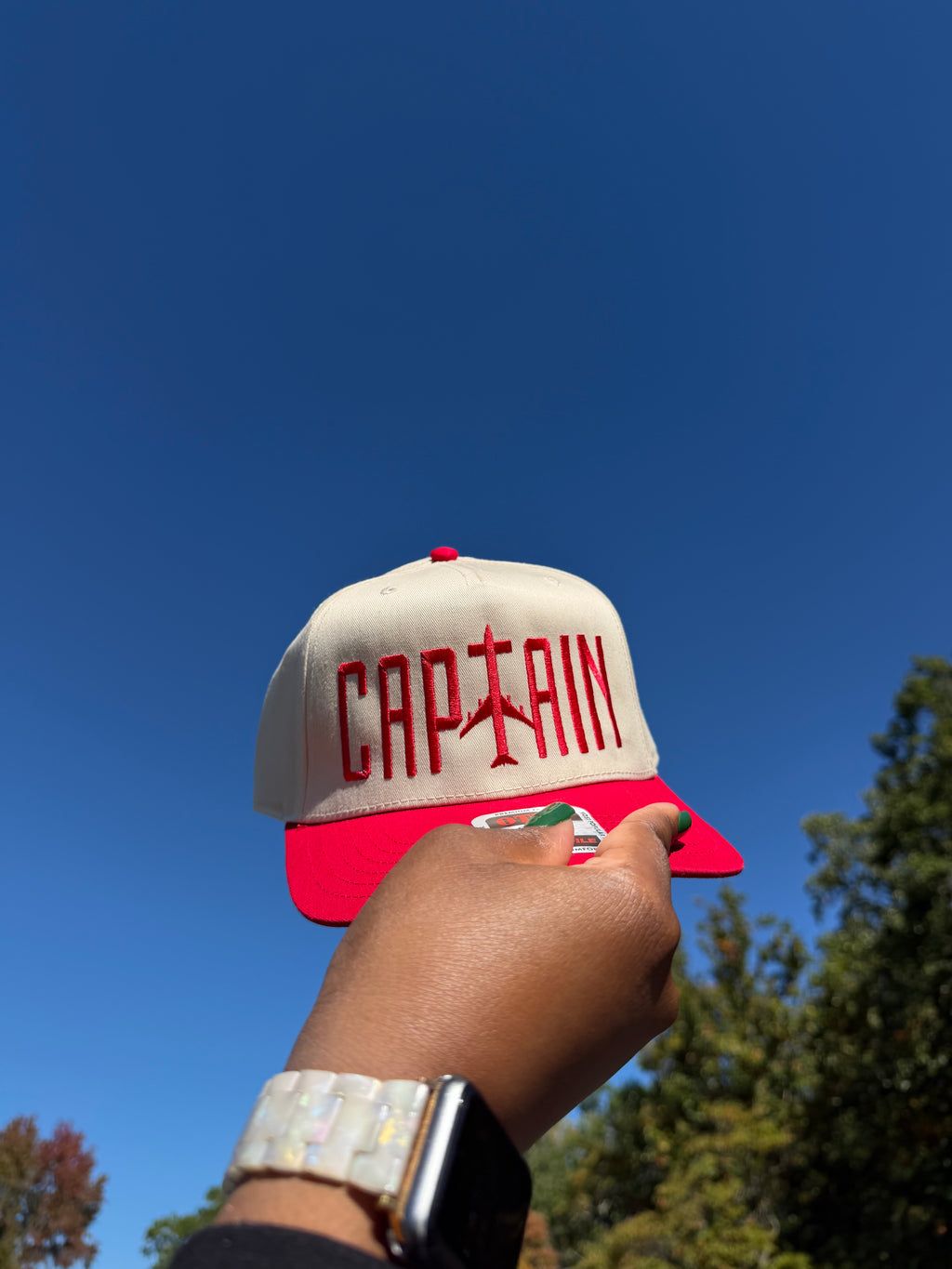 "CAPTAIN" Snapback (Red/Natural)