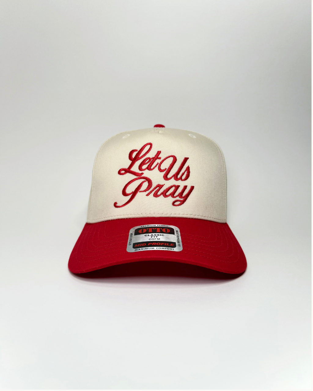"Let Us Pray" Snapback- Red/Natural